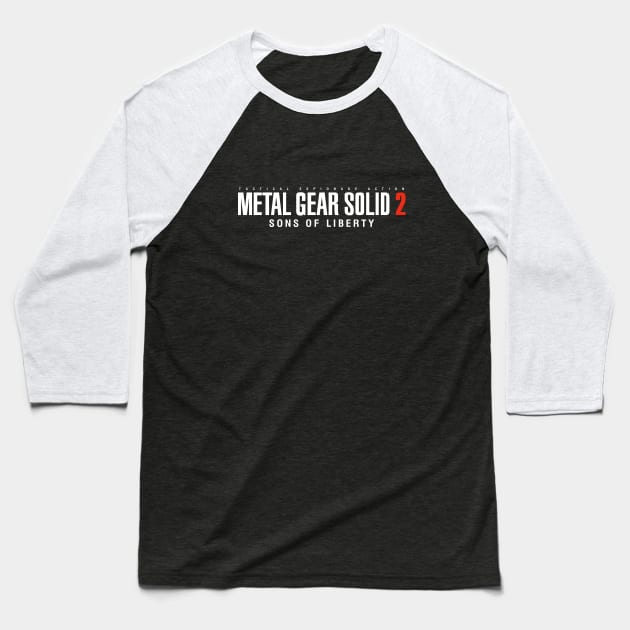 Metal Gear Solid 2 Logo Retro Baseball T-Shirt by hotswapgames